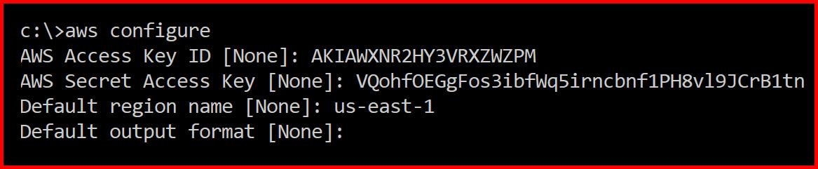 Picture showing CLI is configured using the test user